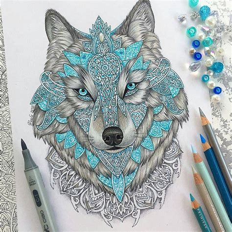 Discover the Bold and Striking Wolf Mandala Tattoo Design
